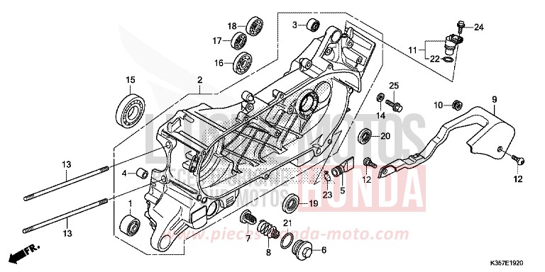 LEFT CRANKCASE for PCX 125 PEARL SIENA RED (R320) from 2015